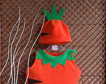 Carrot Fleece Costume, Vegetable Baby Jumpsuit, Carrot Inspired Baby Jumpsuit
