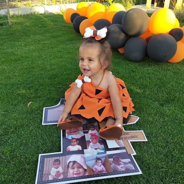 Pebbles Costume for Sweetest Girls, Flintstones Birthday Party Dress. Flintstones Themed Party, Halloween Costume!