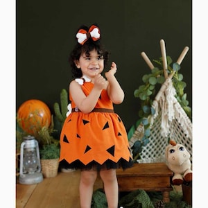 Pebbles Costume for Sweetest Girls, Flintstones Birthday Party Dress. Celebrate your cutest girl on her first birthday!