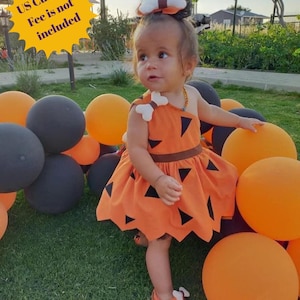 Pebbles Costume for Sweetest Girls, Flintstones Birthday Party Dress. Celebrate your cutest girl on her first birthday!