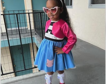 Gabby Costume for Sweetest Girls, Gabby's Dollhouse Concept Girl Dress with Glittered Ears. Best choice for Halloween & Birthdays