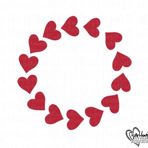 Heart Valentine Frame Svg, Png, Jpg, Dxf, Heart Circle Monogram Frame Svg, Valentine's Day Svg, Heart Svg, Hearts Silhouette,Cricut Cut File image 1