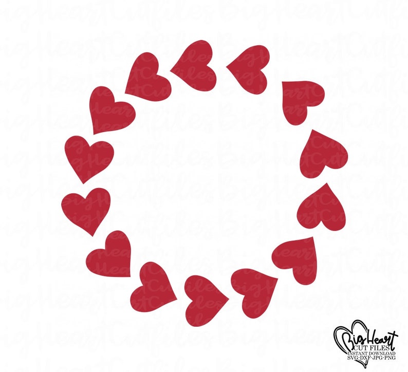 Heart Valentine Frame Svg, Png, Jpg, Dxf, Heart Circle Monogram Frame Svg, Valentine's Day Svg, Heart Svg, Hearts Silhouette,Cricut Cut File image 1
