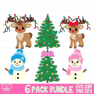 Winter SVG Bundle Weihnachten Clipart Rentier Weihnachtslichter Niedlicher Schneemann Weihnachtsbäume zwart png png dxf eps digitaler Download