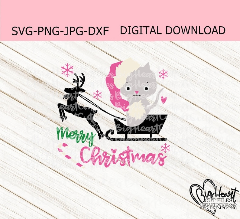 Download Santa Cat Kitty Svg Png Jpg Dxf Christmas Cat Svg Merry | Etsy