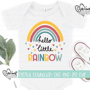Rainbow Baby Svg, Png, Jpg, Dxf, Hello Little Rainbow Svg, Rainbow Svg File, Instant Download, Silhouette, Cricut, Sublimation