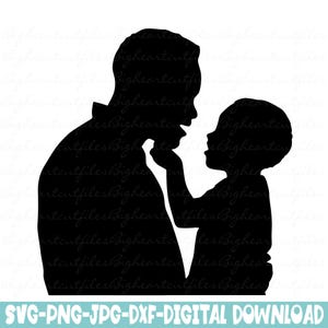 Padre e hijo Svg Padre negro e hijo Svg Png Jpg Dxf Archivos de corte del Día del Padre Descarga instantánea
