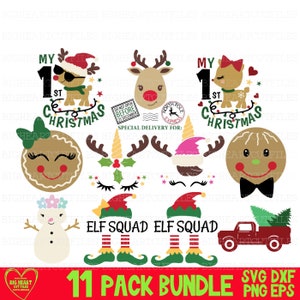 Winter SVG Bundle Weihnachten Clip Art Weihnachts Bundle SVG Lebkuchenmann SVG, Weihnachtself Rentier Rentier Png Dxf Eps Digitaler Download