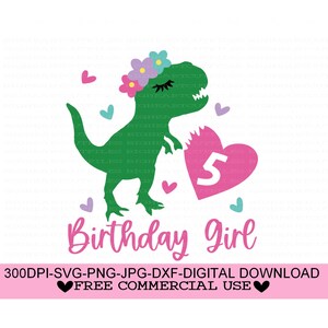 Dinosaur Birthday Svg, 5th Birthday Svg, Fifth Birthday, Digital Download
