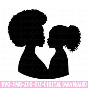 Schwarze Mutter und Tochter geschnitten Datei Afroamerikaner Mutter und Kind Silhouette geschnitten Datei Sofort Download