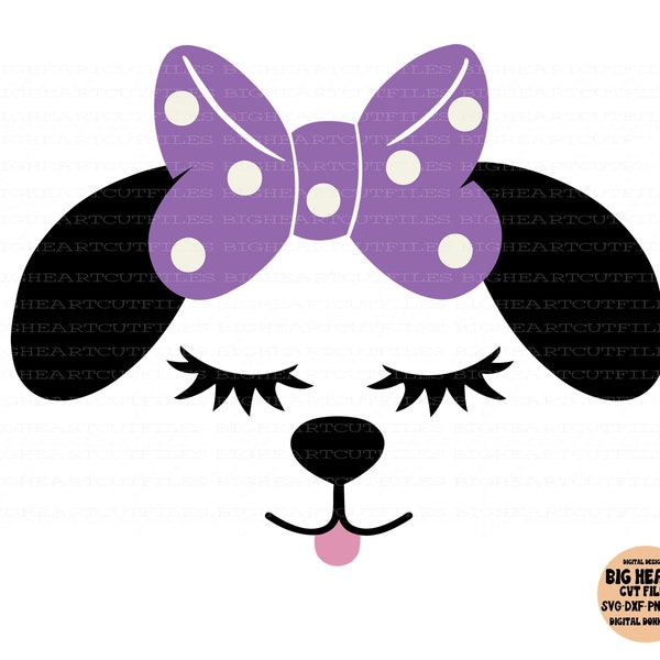 Puppy Svg, Png, Jpg, Dxf, Puppy Cut Files, Puppy Face Svg, Dog Svg, Animal Svg, Puppy With Bow, Puppy Shirt Design, Silhouette, Cricut Cut