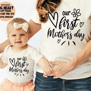Nuestro primer día de la madre Svg, Png, Jpg, Dxf, Mamá y yo Svg, Mamá y bebé Svg, Día de la madre Svg, Archivo de corte Silhouette, Archivo de corte Cricut