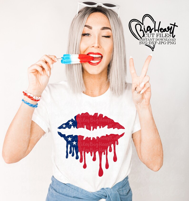 Download American Flag Dripping Lips Svg 4th of July Svg Dripping ...