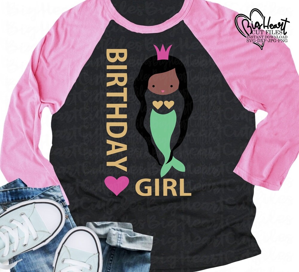 African American Mermaid Svg Png Jpg Dxf Girl Birthday Etsy