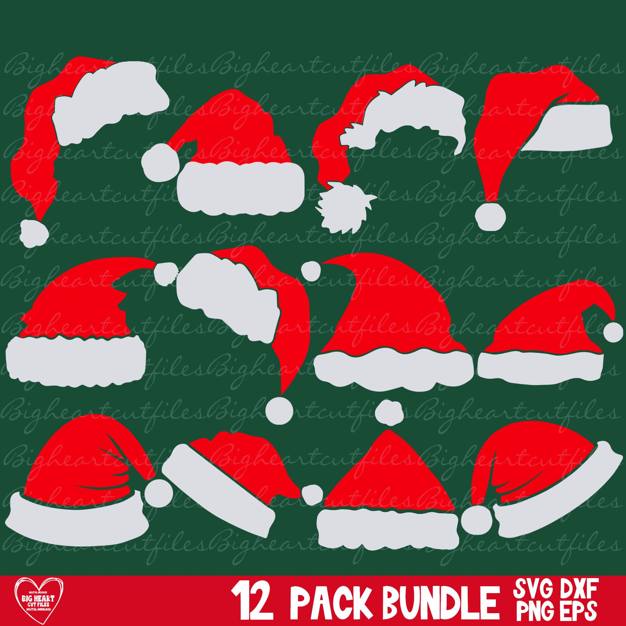 Santa Hat Svg Christmas Hat Svg Png Dxf Eps, Christmas Bundle Silhouette and Cricut Cut Files