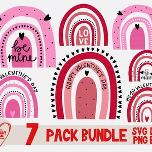 Pacchetto Svg di San Valentino, Svg di San Valentino, Png, Dxf, Eps, Clipart arcobaleno, Pacchetto Svg arcobaleno, Svg arcobaleno, Silhouette, Cricut, Sublimazione