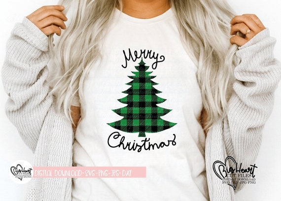 Buffalo Plaid Pine Tree Svg Png Jpg Dxf Merry Christmas | Etsy