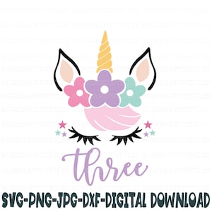 Einhorn Schmuck, 3. Geburtstag Geburtstag, Einhorn Geburtstag, Einhorn Geburtstag, Einhorn Gesicht, Einhorn Gesicht, Png, Jpg, Dxf, Silhouette, Cricut Schnitt
