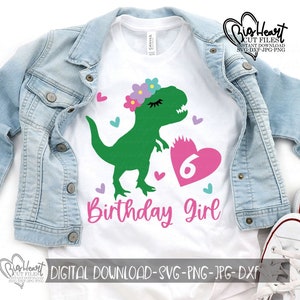 T Rex Birthday Svg, Dinosaur Birthday Girl Svg, Six Rex Dinosaur Svg, 6th Birthday Svg, Sixth Birthday Svg, Png,Jpg,Dxf, Silhouette,Cricut