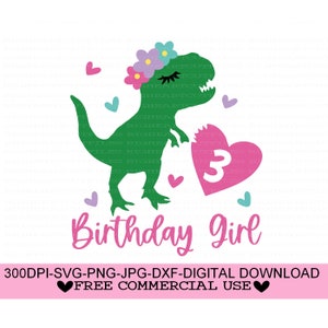 Dinosaur 3rd Birthday Svg, Png, Jpg, Dxf, Third Birthday Svg
