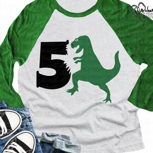 Dinosaur Svg, Dinosaur 5th Birthday Svg, Png, Jpg, Dxf, 5th svg, T-Rex Birthday Svg, Dinosaur Fifth Birthday Svg, 5 svg, Silhouette, Cricut