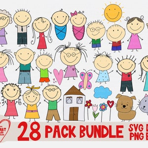 Stick Figures Svg Bundle, Stick Figures Svg, Png, Dxf, Eps, Stick Children, Stick People Svg, Stick Figure Clipart, Silhouette, Cricut