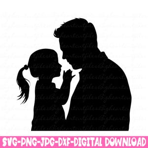 Padre e figlia Silhouette Svg Padre e figlio Svg Png Jpg Dxf Festa del papà File di taglio Download immediato
