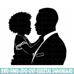 Padre e figlio Svg Nero Padre e figlio Svg Png Jpg Dxf Festa del papà File di taglio Download immediato