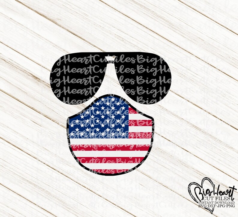 Download Sunglasses With Flag Face Mask Svg Png Jpg Dxf US Flag | Etsy
