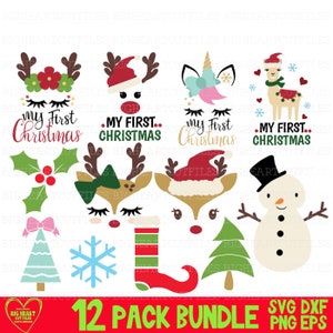 Winter SVG Bundle Weihnachten Clip art Weihnachten Bundle Rentier Rentier Erstes Weihnachten Rentier Png Dxf Eps Digitaler Download