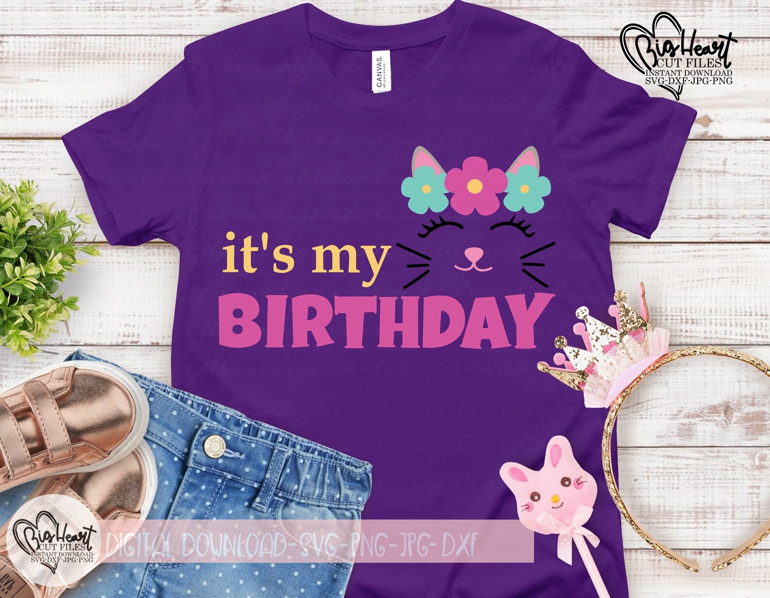 Kitty Cat It's My Birthday Svg Png Jpg Dxf Cute Cat Etsy