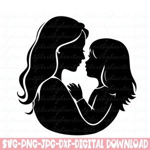Silhouette mamma e figlia Svg, madre figlia mamma e bambino Svg Png Jpg Dxf Festa della mamma Download immediato