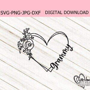 Grammy heart svg png jpg dxf mothers day svg grammy  etsy