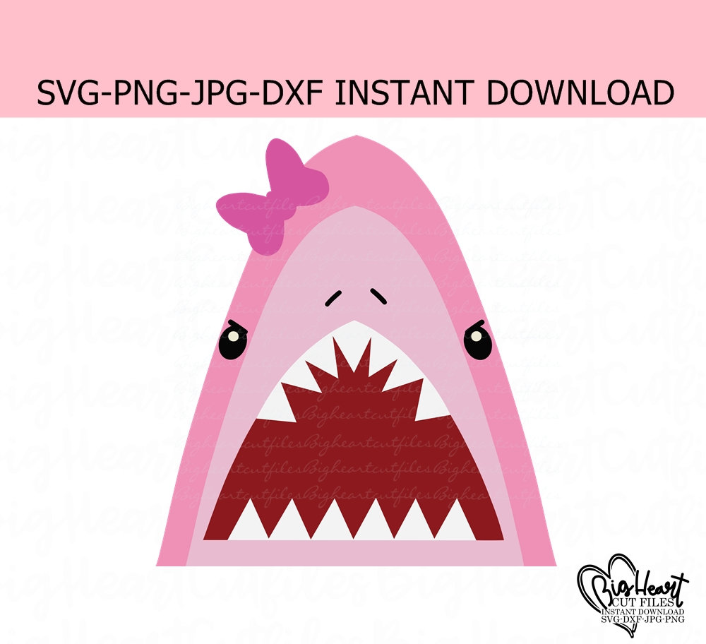 vector dxf pdf cut png cricut silhouette print ready design First birthday shark girl svg cutfile jpg eps
