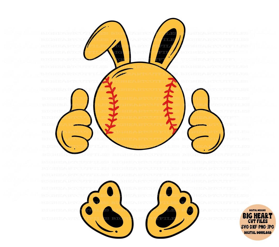 Softball Bunny Svg, Png, Jpg, Dxf, Softball Svg, Easter Bunny Svg