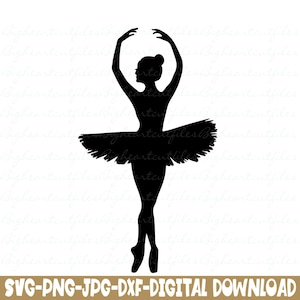 Ballerina Svg Png Jpg Dxf Silhouette di ballerina di danza classica e file di taglio Cricut Download immediato di balletto Svg