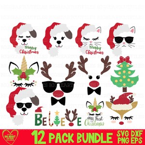 Winter Clipart Bundle Weihnachten Tiere Clipart Weihnachten Bundle SVG Hund Katze Weihnachten Rentier Rentier SVG Png Dxf Eps Digitaler Download