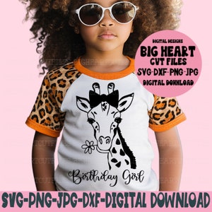Silhouette de girafe anniversaire fille Svg Png Jpg Dxf et fichier coupe Cricut en téléchargement numérique