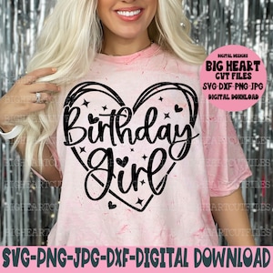 Verjaardag meisje Svg Png Jpg Dxf Happy Birthday silhouet en Cricut Cut bestand digitale download