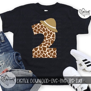 Giraffe Zahl 2 SVG, Png, Jpg, Dxf, Safari Dschungel 2