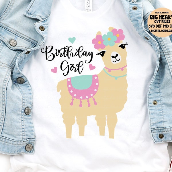 Alpaca Svg, Llama Svg, Llama Birthday Girl Svg, Png,Jpg,Dxf, Girl Birthday Cut Files, Cute LLama Birthday Shirt Svg, Silhouette,Cricut Cut