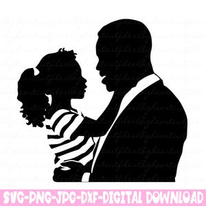 Padre e figlia Svg Nero Padre e figlio Svg Png Jpg Dxf Festa del papà File di taglio Download immediato