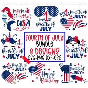 4. Juli Bundle Patriotische Mermaid Unicorn Silhouette und Cricut Cut Dateien