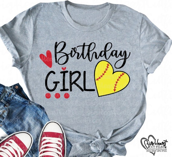 Softball Svg Birthday Girl Softball Svg 