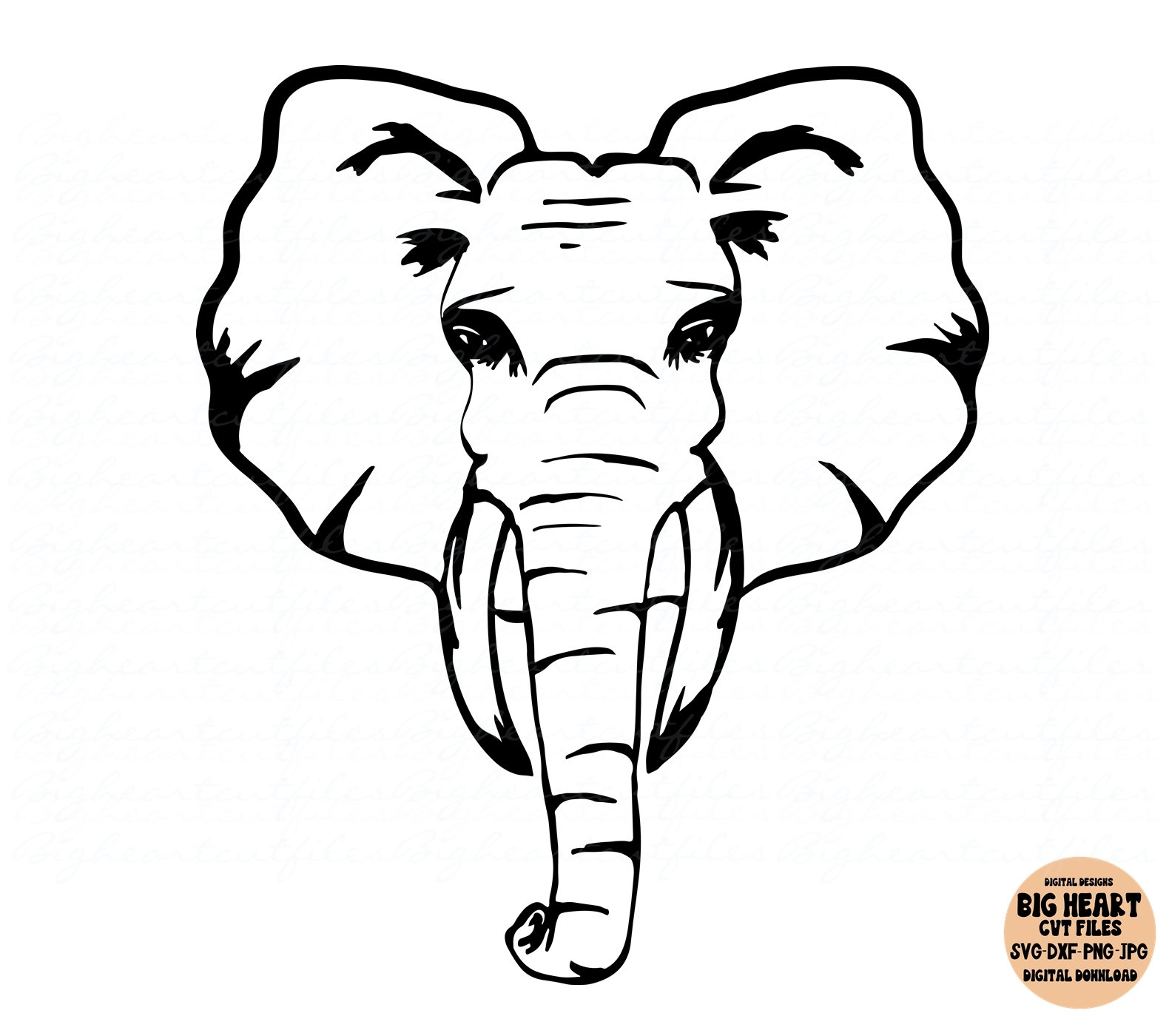 Elephant Head Svgpngjpgdxfelephant Cut Fileelephant Face Etsy
