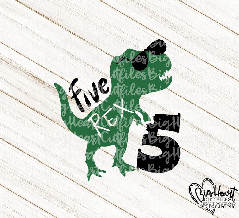 T Rex Birthday Svg Png Jpg Dxf Dinosaur Svg 5th Dinosaur ...