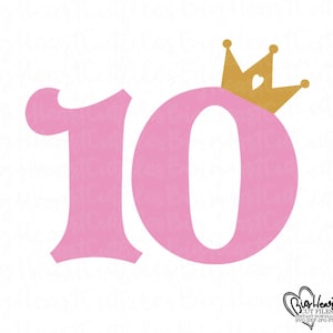 10. Geburtstags-Mädchen-Svg, Png, Jpg, Dxf, zehnter Geburtstags-Svg, Geburtstags-Prinzessinnen-Svg, 10