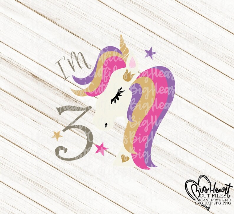 Download 3rd Birthday Svg Png Jpg Dxf Unicorn Svg I am 3 Unicorn | Etsy