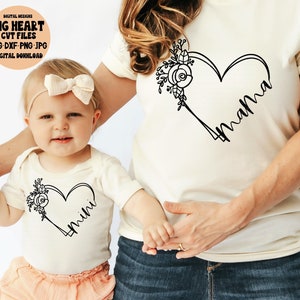 Mamá y mini Svg, Png, Jpg, Dxf, Mamá Svg, Mamá y yo a juego Svg, Mini Svg, Diseño de camisa Svg de madre e hija, Silueta, Cricut