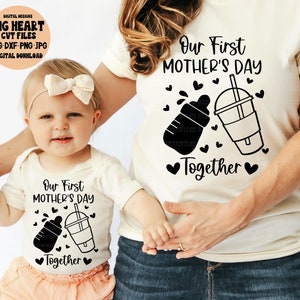 Nosso Primeiro Dia das Mães Juntos Svg, Png, Jpg, Dxf, Primeiras Camisetas do Dia das Mães Svg, Arquivo de Corte do Dia das Mães, Arquivo de Corte Silhouette, Corte Cricut